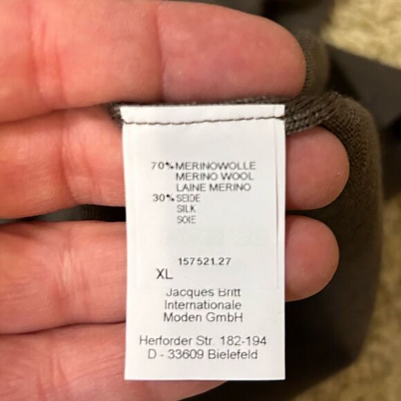 NWOT Jacques Britt merino wool‎ and silk vneck sweater size XL BIN M - Picture 9 of 10